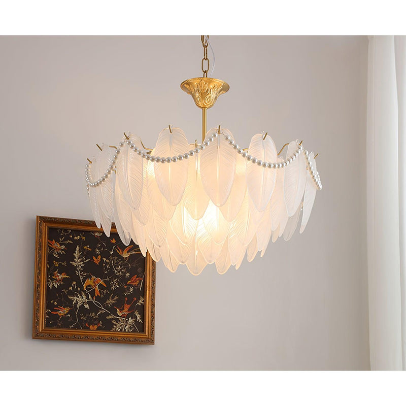 Texture Glass Leaf Chandelier