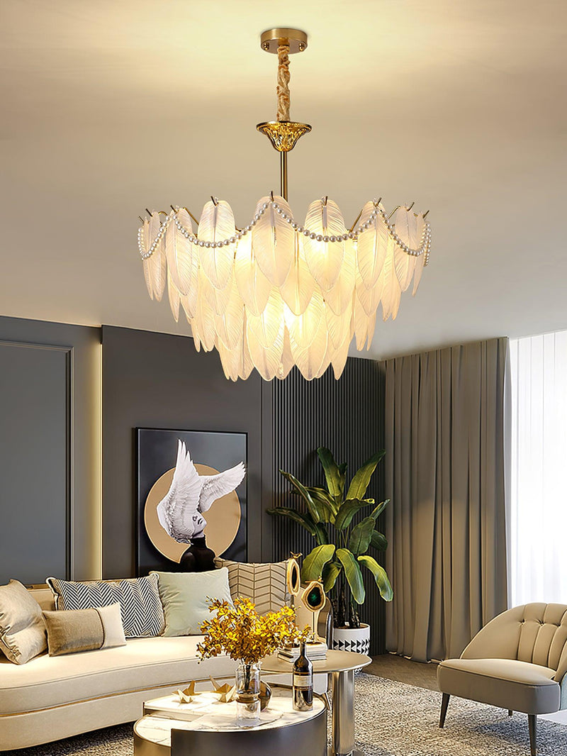 Texture Glass Leaf Chandelier