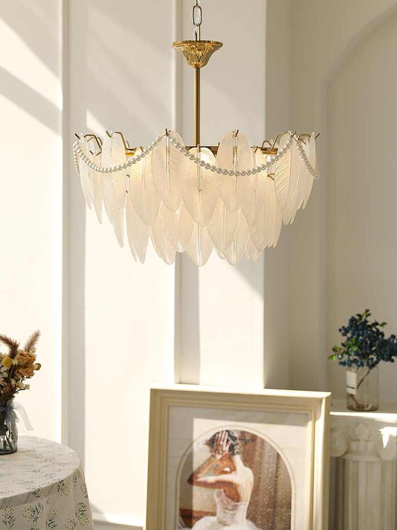 Texture Glass Leaf Chandelier