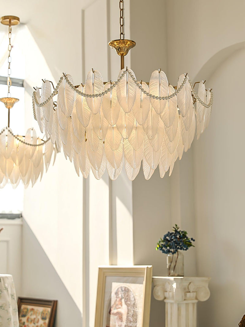 Texture Glass Leaf Chandelier