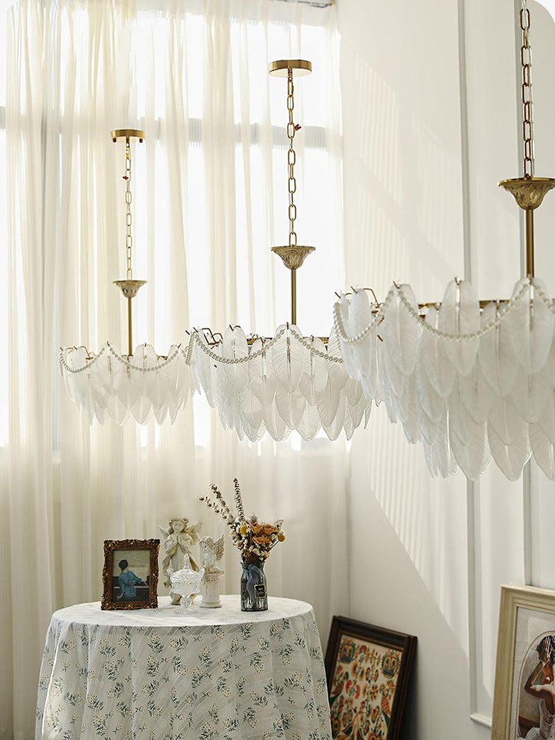 Texture Glass Leaf Chandelier