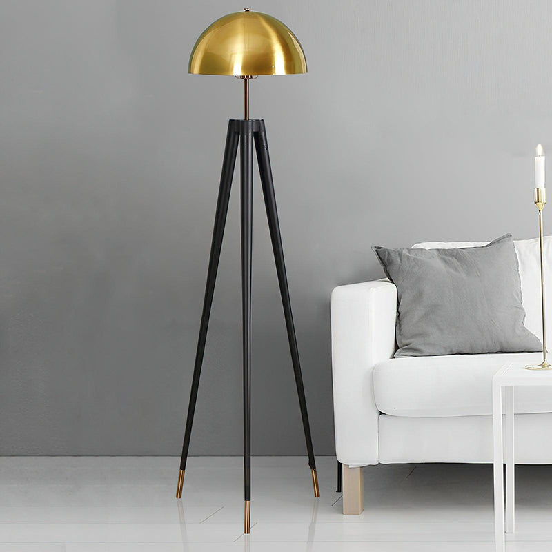 Three Legged Gold Gong Floor Lamp 19.7"