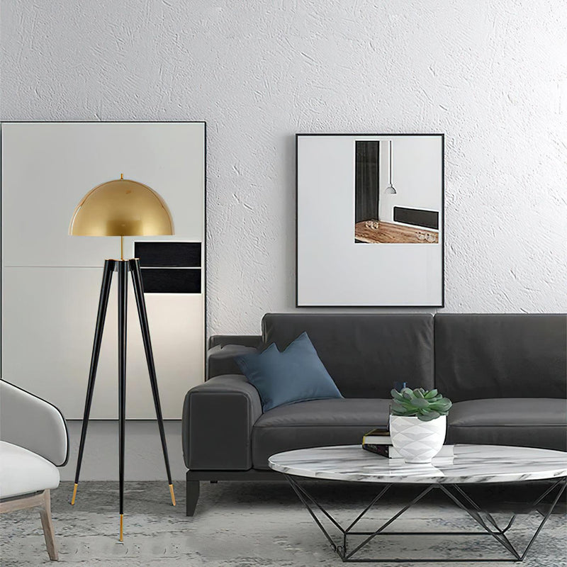 Three Legged Gold Gong Floor Lamp 19.7"