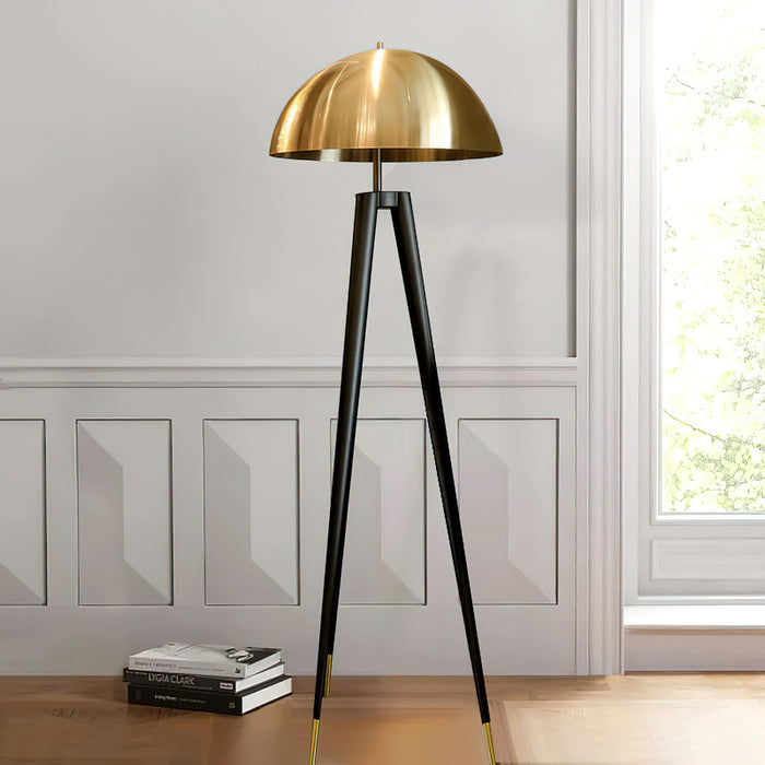 Three Legged Gold Gong Floor Lamp 19.7"