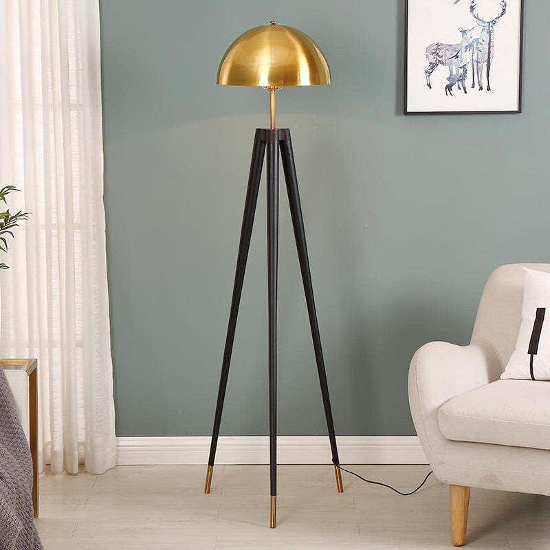 Three Legged Gold Gong Floor Lamp 19.7"