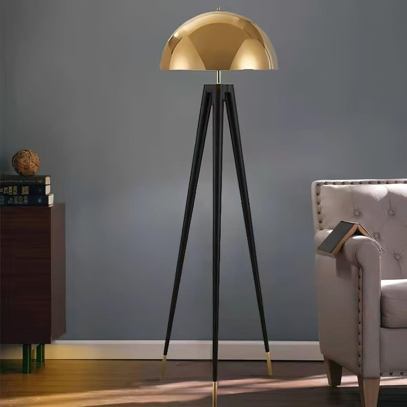 Three Legged Gold Gong Floor Lamp 19.7"