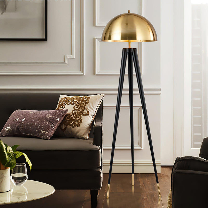 Three Legged Gold Gong Floor Lamp 19.7"