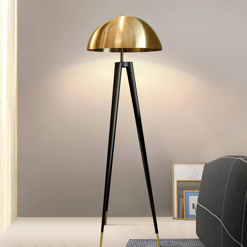 Three Legged Gold Gong Floor Lamp 19.7"