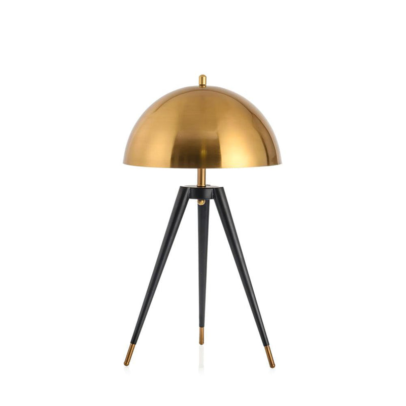 Three Legged Gold Gong Table Lamp 13.8"