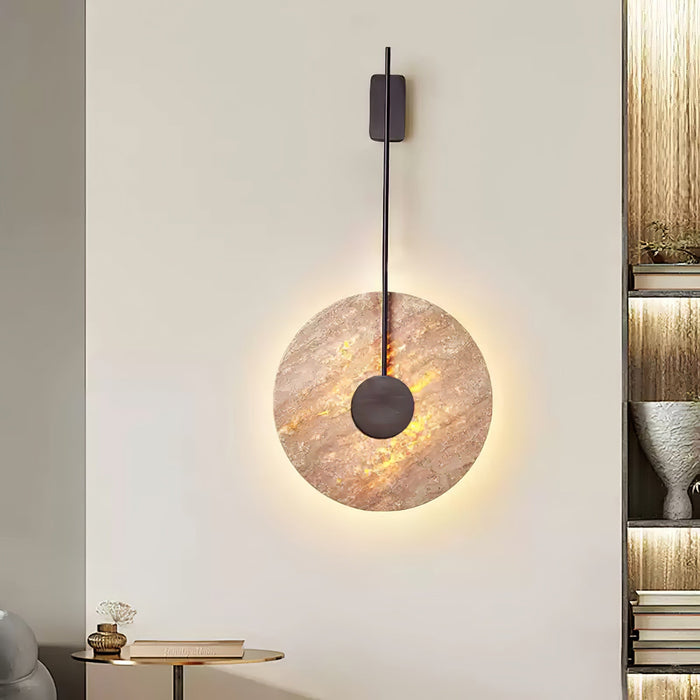 Travertine Disc Wall Lamp 11.8"