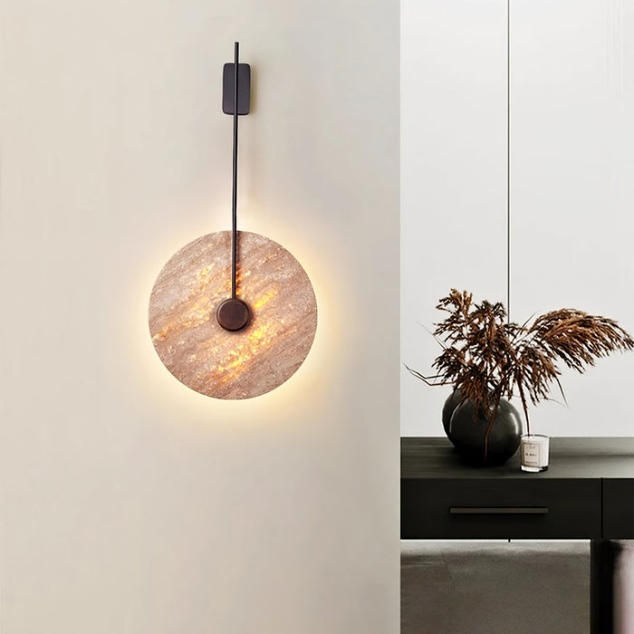 Travertine Disc Wall Lamp 11.8"