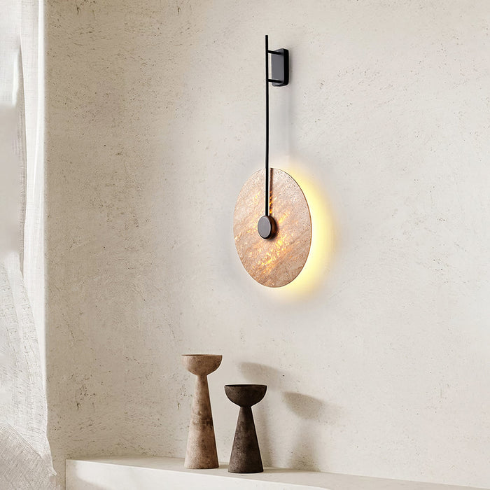 Travertine Disc Wall Lamp 11.8"