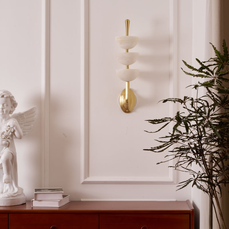 Triple Alabaster Wall Sconce 5.9"
