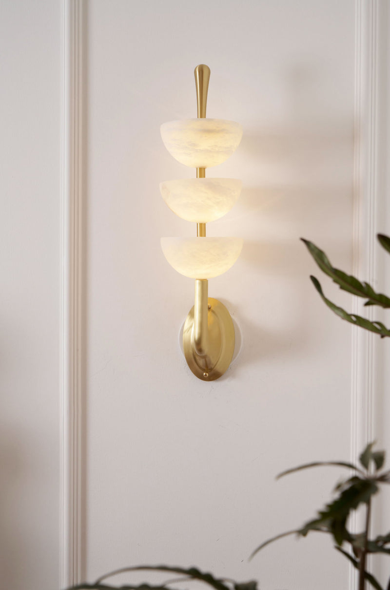 Triple Alabaster Wall Sconce 5.9"