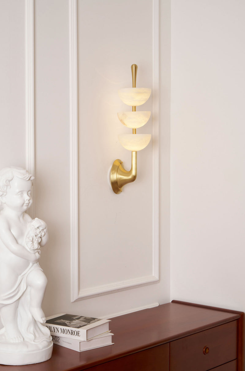 Triple Alabaster Wall Sconce 5.9"