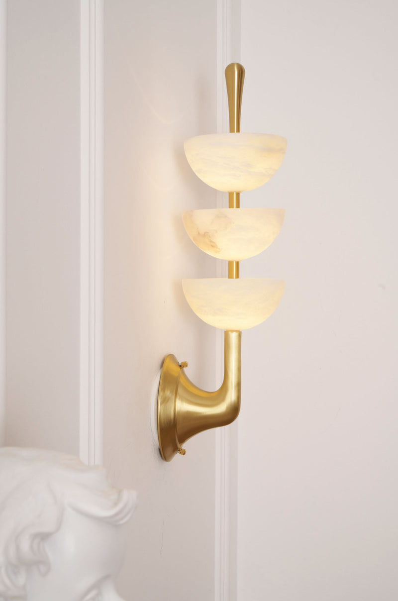 Triple Alabaster Wall Sconce 5.9"