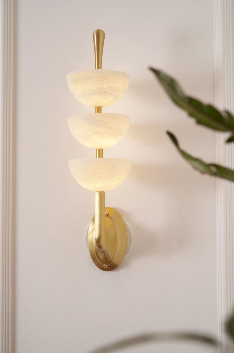 Triple Alabaster Wall Sconce 5.9"