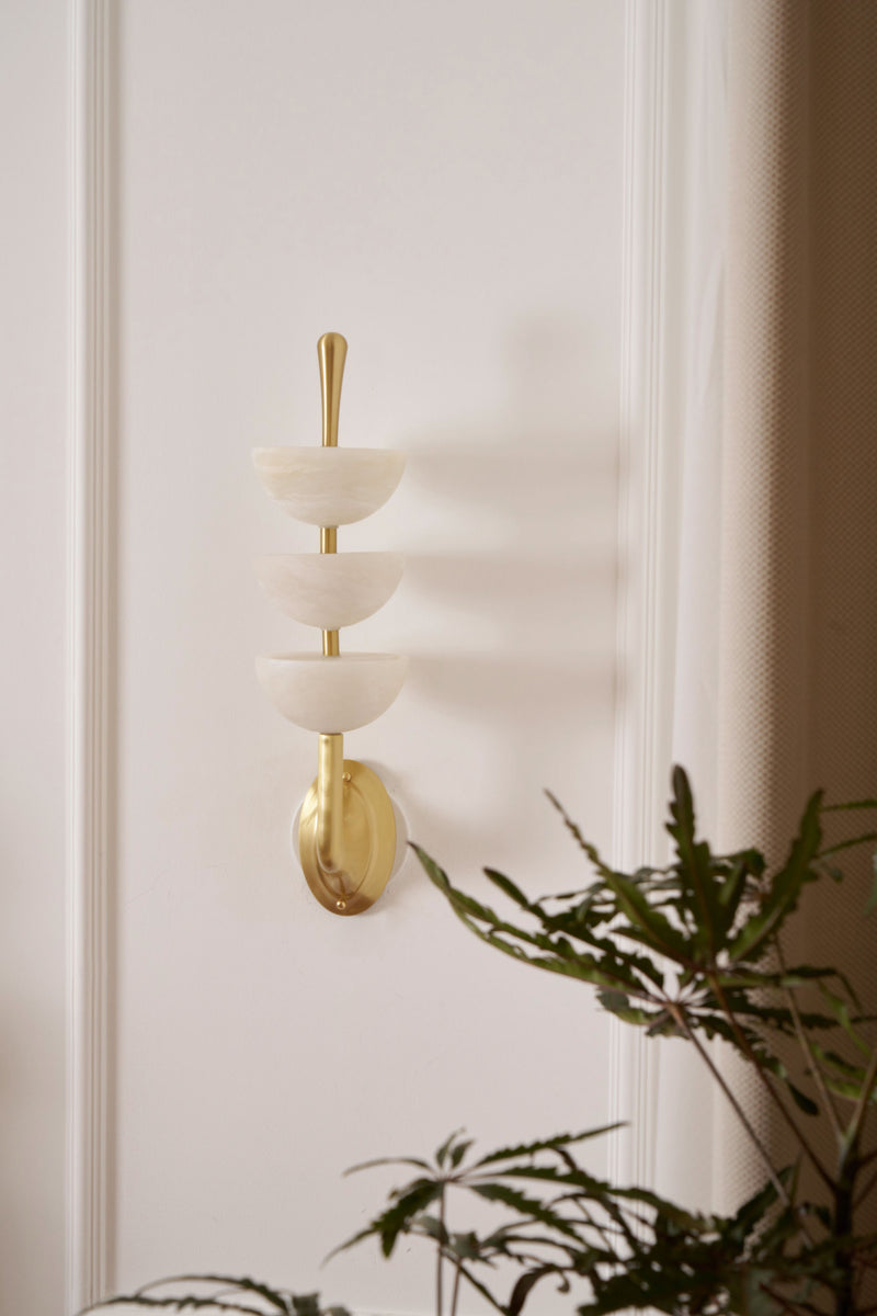 Triple Alabaster Wall Sconce 5.9"