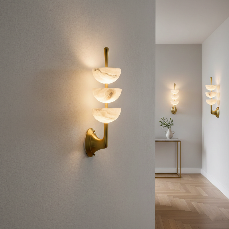 Triple Alabaster Wall Sconce 5.9"