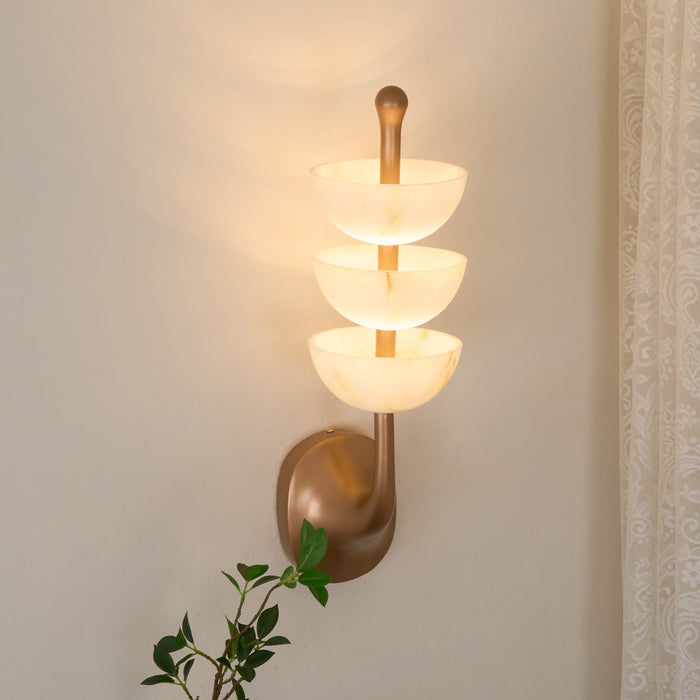 Triple Alabaster Wall Sconce 5.9"