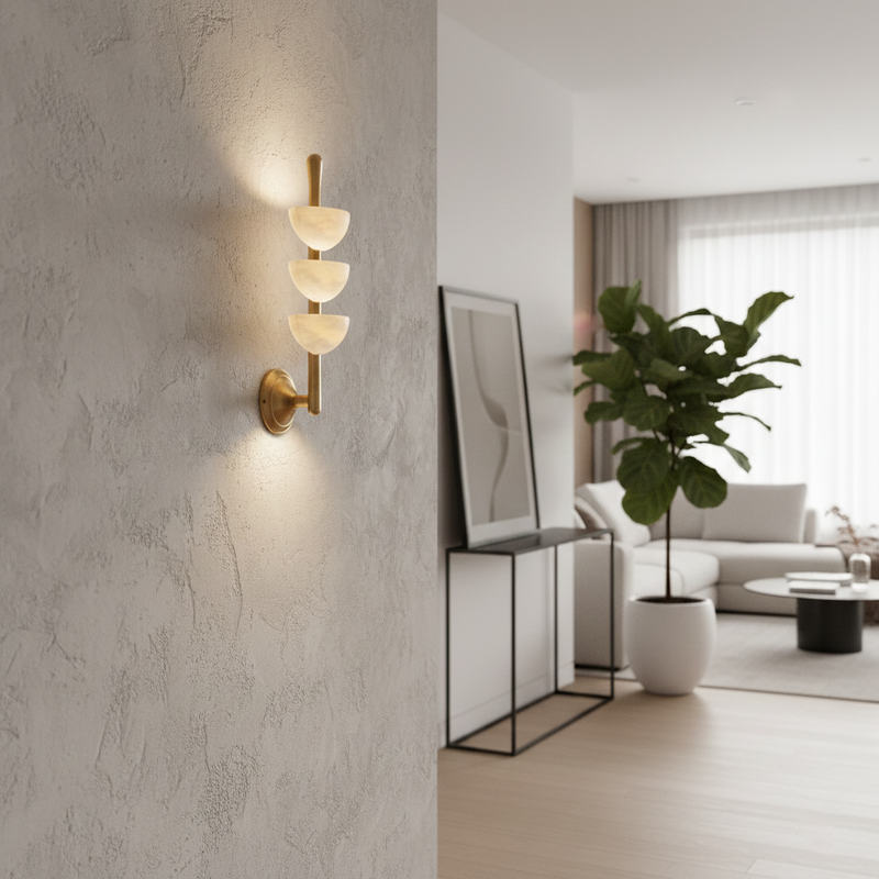 Triple Alabaster Wall Sconce 5.9"