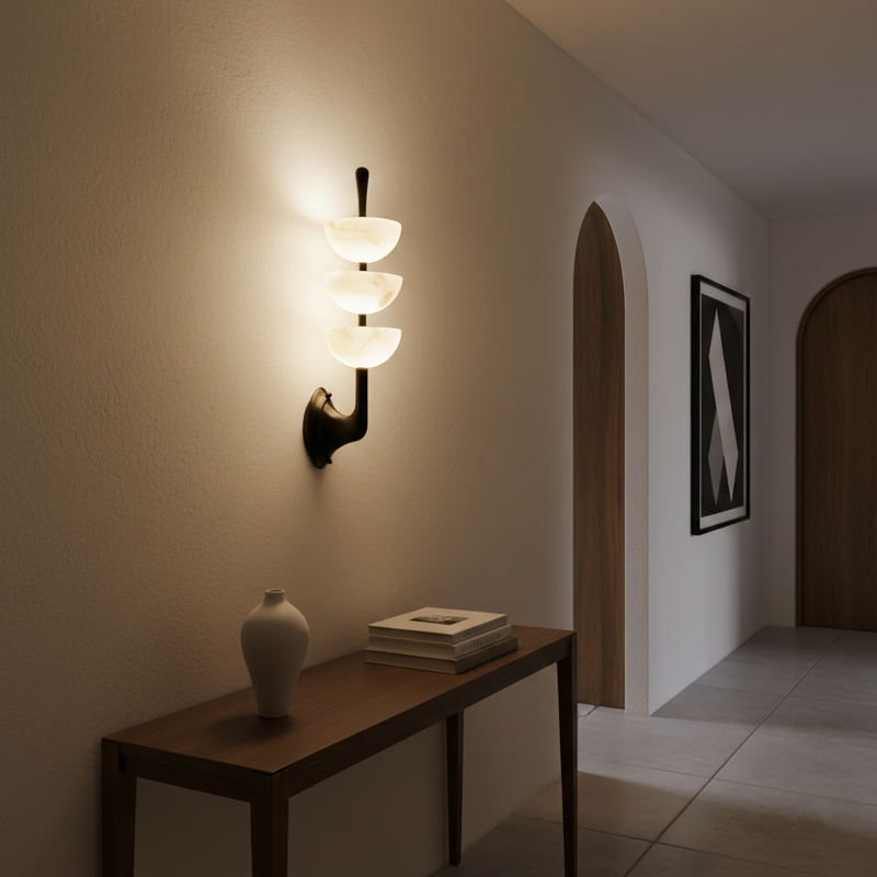 Triple Alabaster Wall Sconce 5.9"