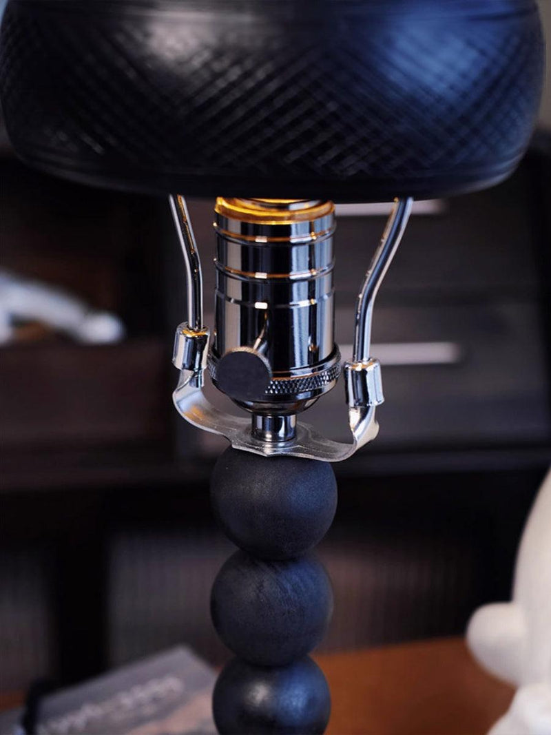 Turned Wood Candlestick Shaped Table Lamp 4.7"