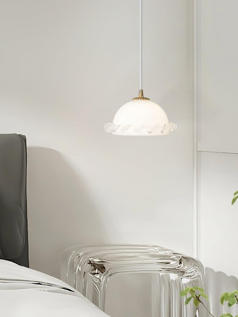 White Glass Antique French Pendant Light 7.3"