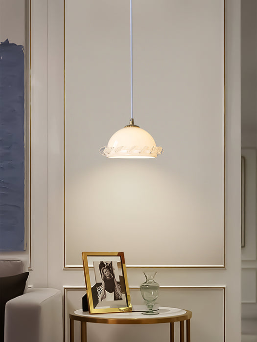 Wit glazen antieke Franse hanglamp 7,3"