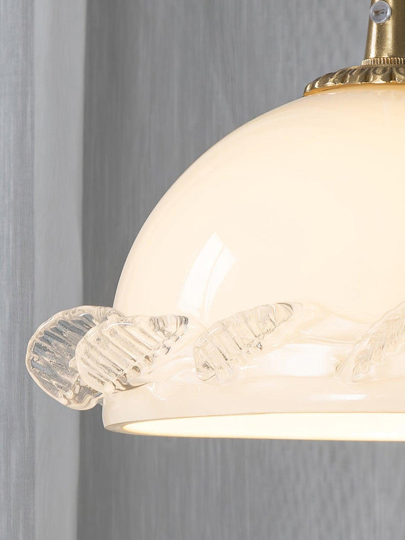 White Glass Antique French Pendant Light 7.3"