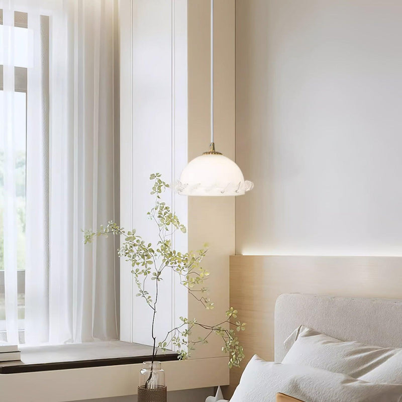 White Glass Antique French Pendant Light 7.3"