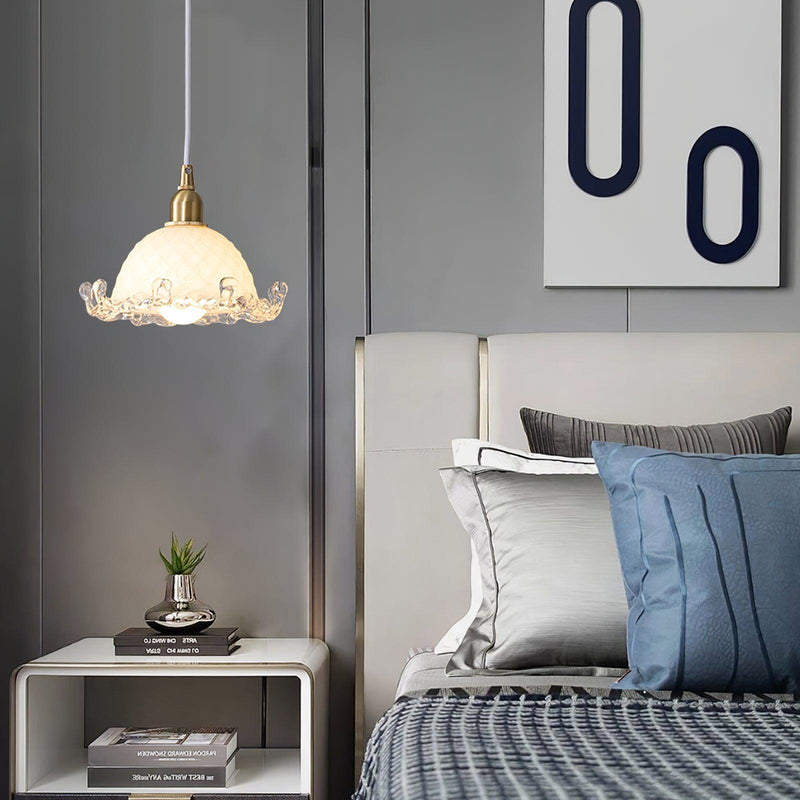 White Glass Antique French Pendant Light 7.3"