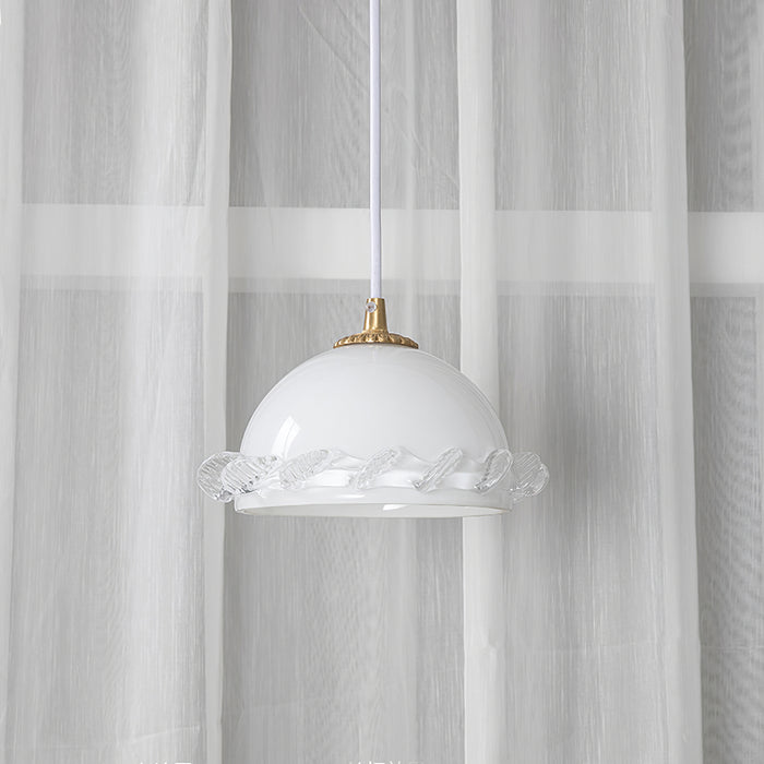 White Glass Antique French Pendant Light 7.3"