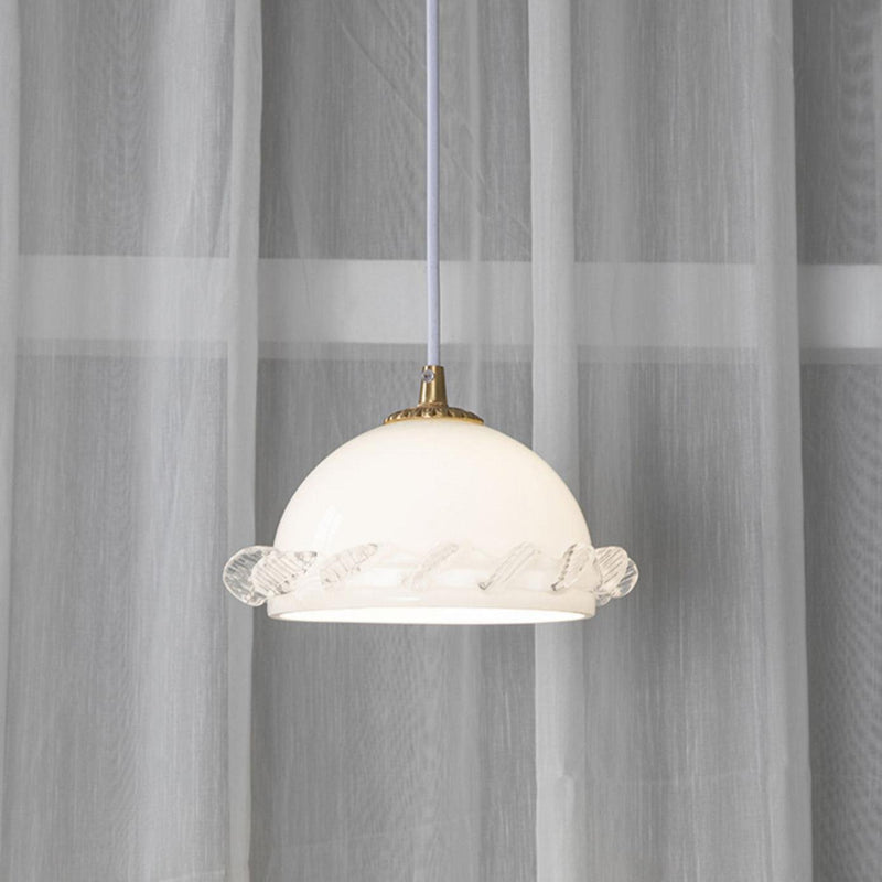 White Glass Antique French Pendant Light 7.3"