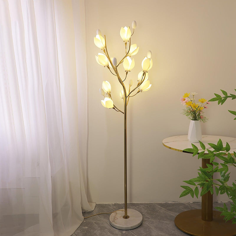 Porcelain Magnolia Floor Lamp 22.8"