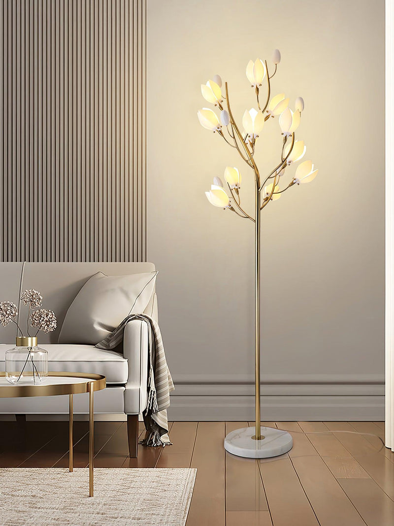 Porcelain Magnolia Floor Lamp 22.8"