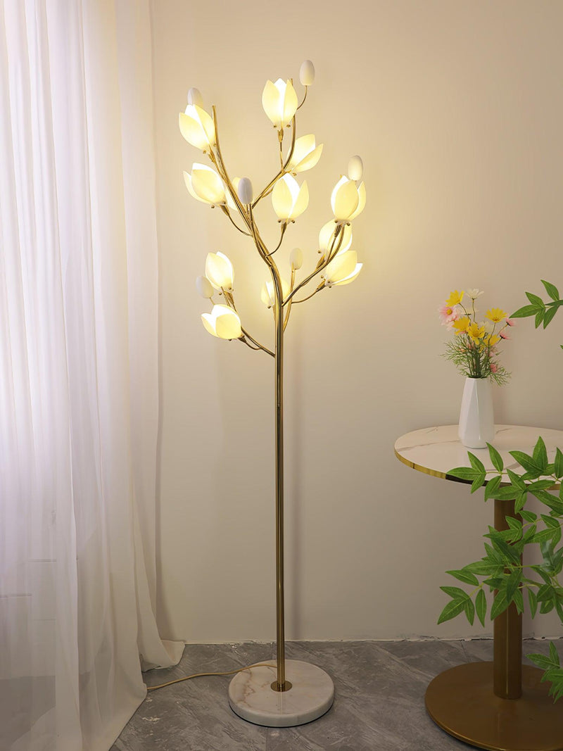 Porcelain Magnolia Floor Lamp 22.8"