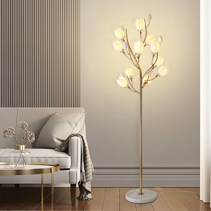 Porcelain Magnolia Floor Lamp 22.8"
