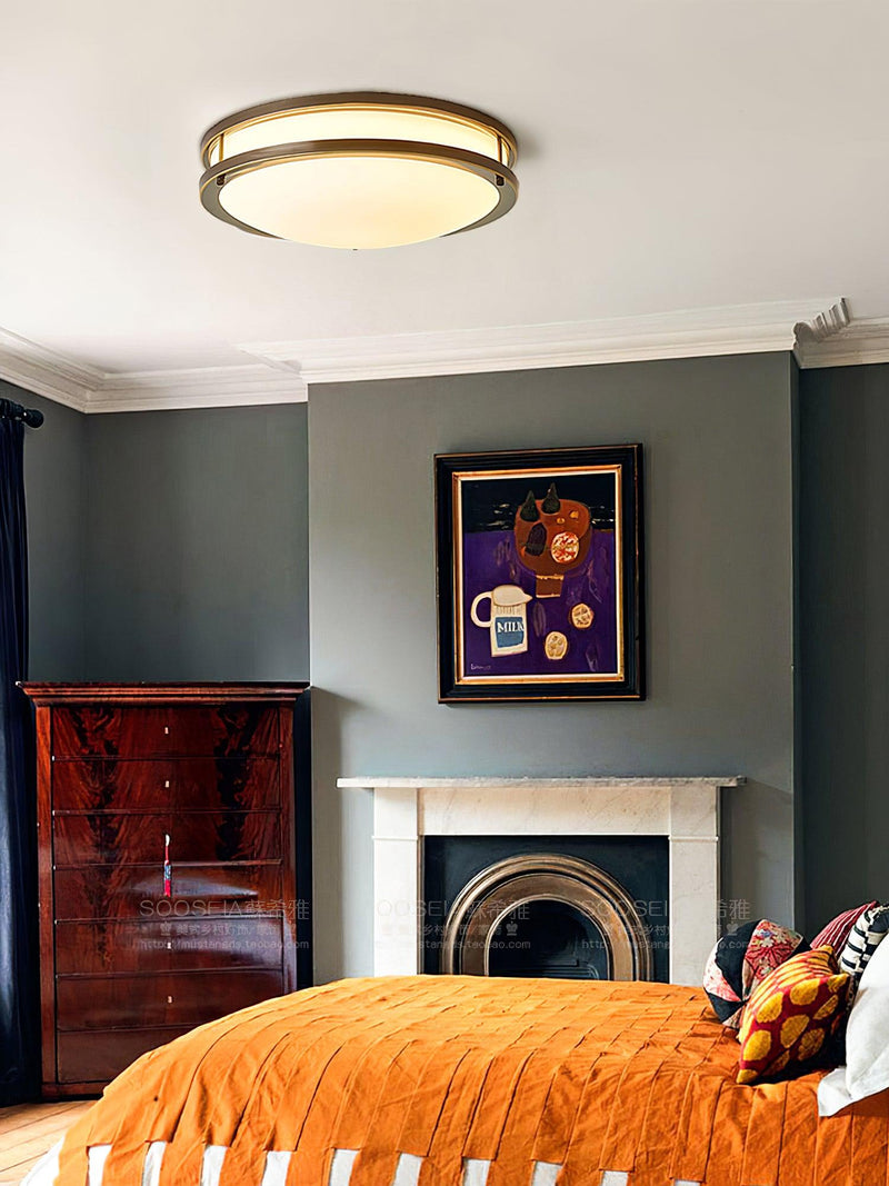 Whittier Natural Brass Flush Ceiling Light