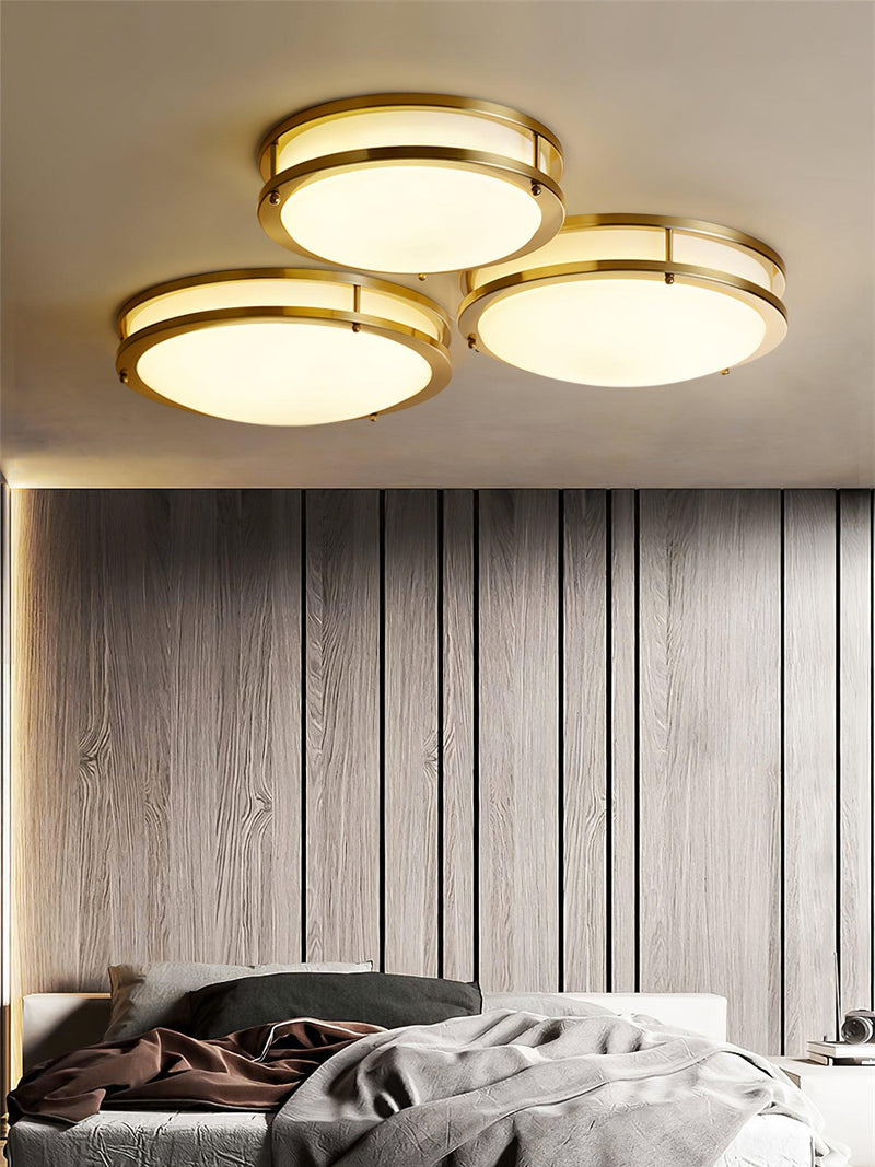 Whittier Natural Brass Flush Ceiling Light