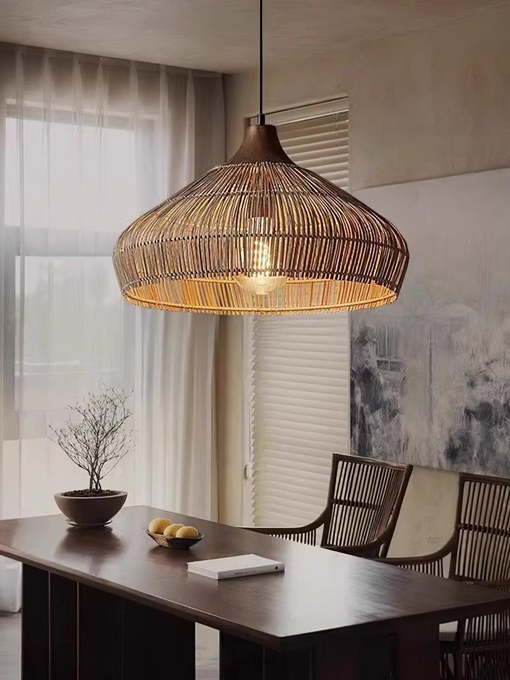 Wicker Rattan Pendant Light — Mooiehome