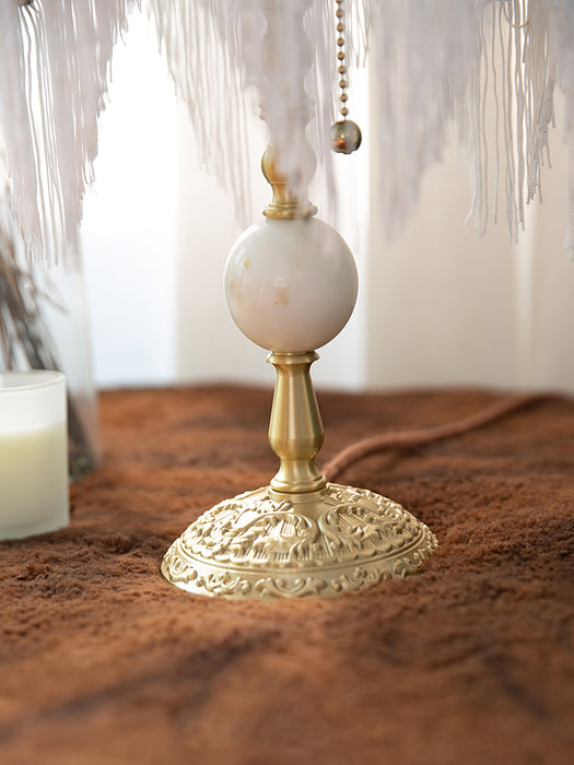 Lampe de table fleurie vintage avec franges 8,7"