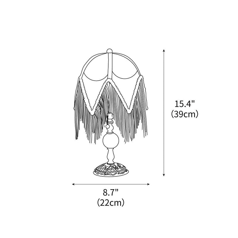 With Fringes Vintage Flowered Table Lamp 8.7"