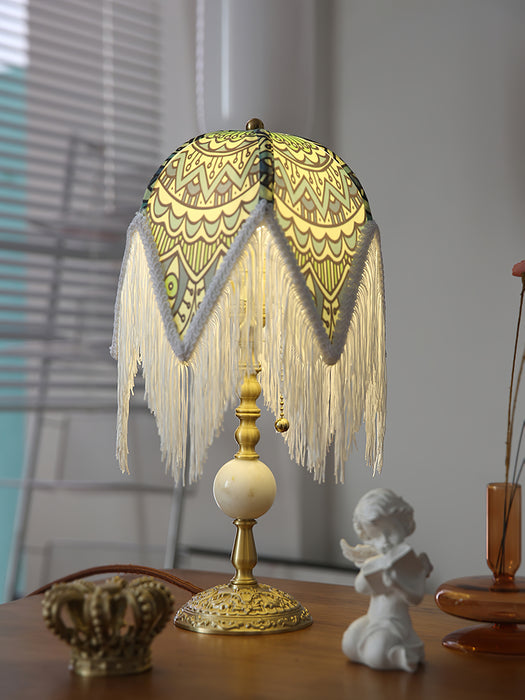 Lampe de table fleurie vintage avec franges 8,7"