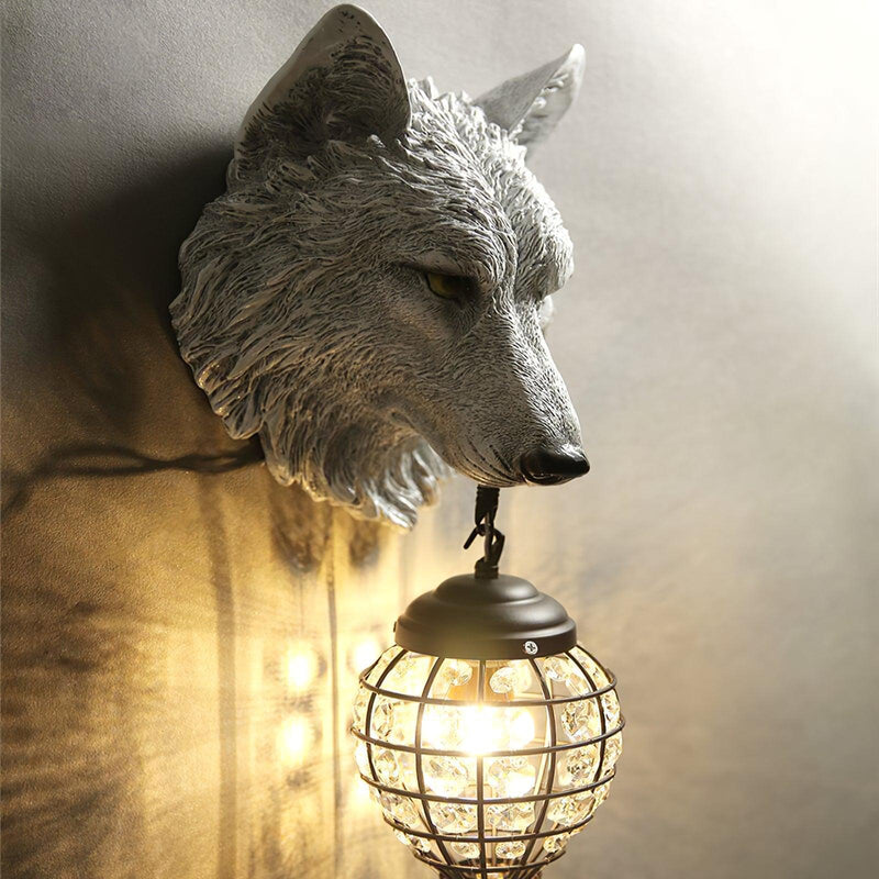 Wolf Head Wall Lamp 10.6"