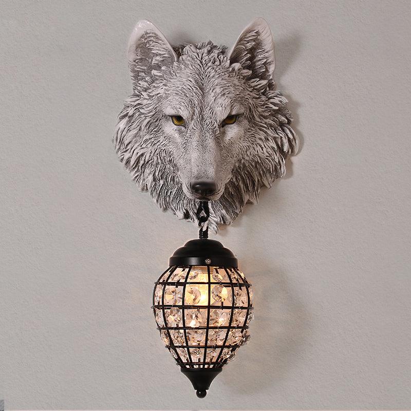 ウォールランプ 狼 アニマルヘッドオブジェ ライト Wolf Head Wall Lamp 10.6