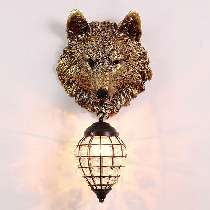 مصباح حائط على شكل رأس الذئب مقاس 10.6 بوصة