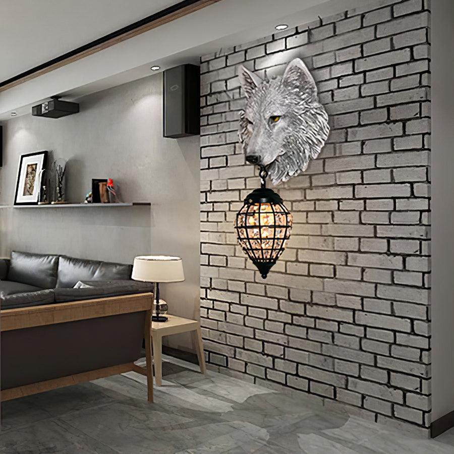 ウォールランプ 狼 アニマルヘッドオブジェ ライト Wolf Head Wall Lamp 10.6