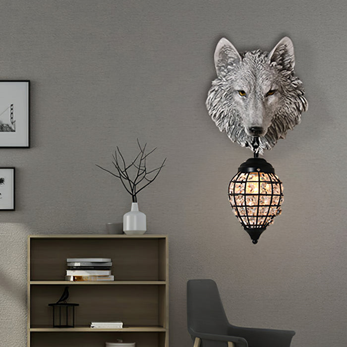 مصباح حائط على شكل رأس الذئب مقاس 10.6 بوصة
