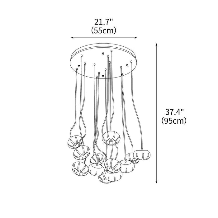 Wood Pumpkin Cluster Chandelier